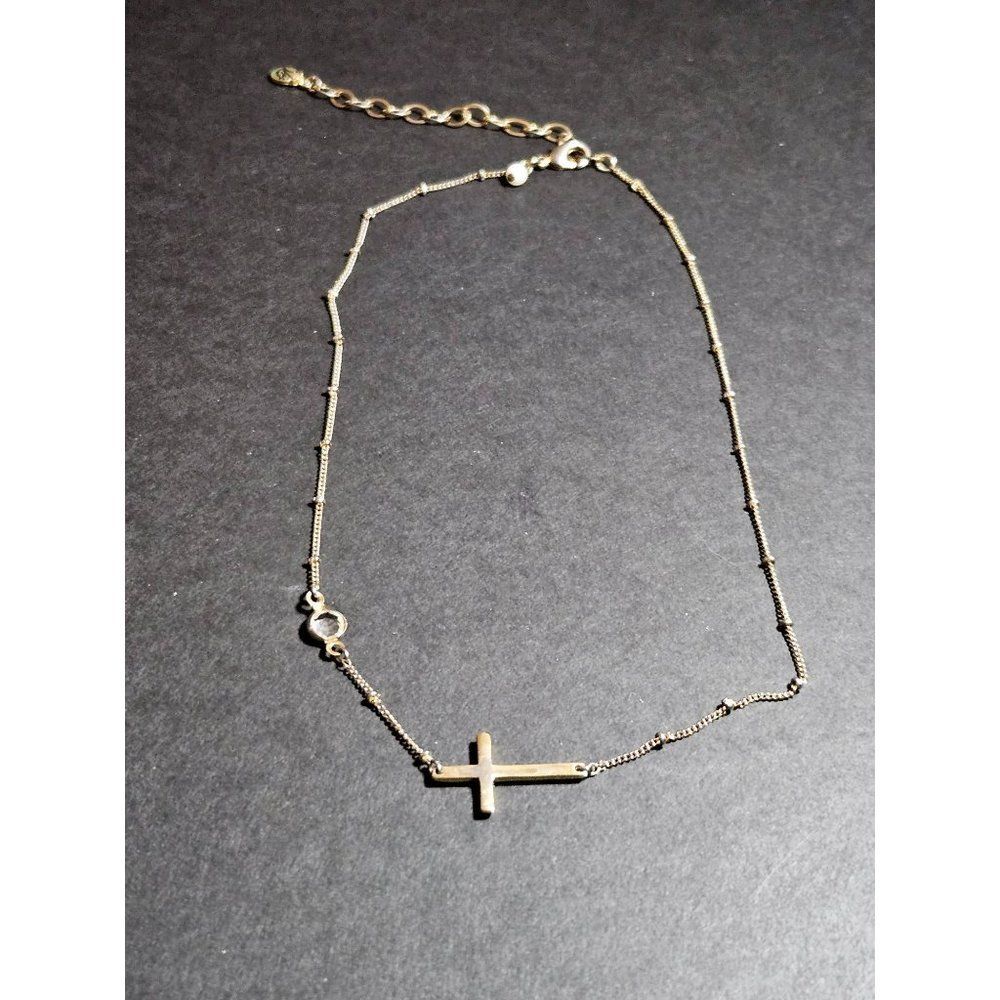 Vera Bradley gold tone cross necklace 16-19"